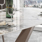 Luxury Sintered Stone Dining Table Rectangle Indoor Table with Gold Metal Pedestal