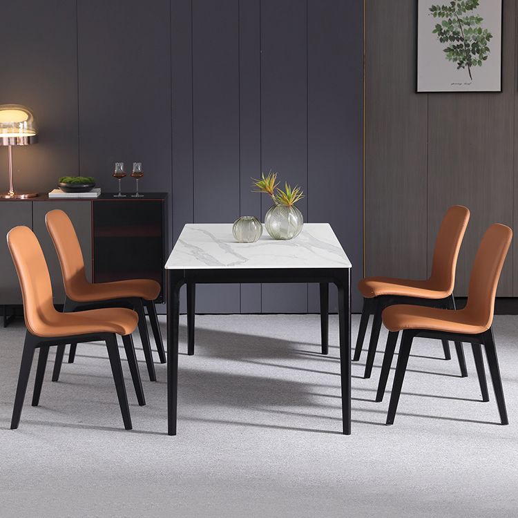 Rectangle Mid-Century Dining Table White Tone Fixed Table with Sintered Stone Clearhalo ' dining_table' 'Dining Tables & Seating' 'Dining Tables' 'Furniture' 'furniture_dining_table' 'Kitchen & Dining Furniture' 'kitchen&dining_furn' 'kitchen' 'kitchen_dining_table' 1200x1200_ffb16497-7108-429e-9c90-4f150dd8a31b