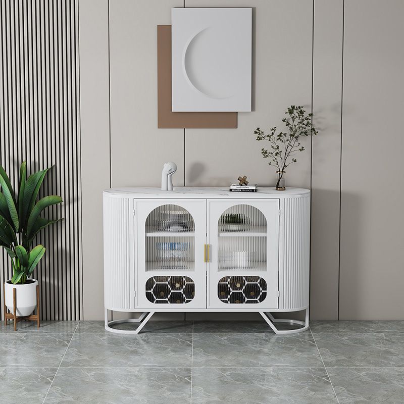 Modern Stone Top Sideboard Metal Sideboard with Door for Kitchen Clearhalo 'buffet_sideboard' 'Buffets & Sideboards' 'furn' 'furn_buffet_sideboard' 'Furniture' 'Kitchen & Dining Furniture' 1200x1200_ffb19cc8-968e-499c-bab6-b12d84bfca55