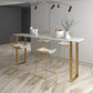 Glam Marble Bistro Table with Rectangle Table Top Sled Table - 41.3" H Clearhalo 'Bar Furniture' 'Bar Tables' 'bar_tables' 'furn' 'furn_bar_tables' 'Furniture' 'furniture_bar_tables' 'Kitchen & Dining Furniture' 1200x1200_ffb1c487-15e2-4ee4-a0a5-08f8d2c68de4