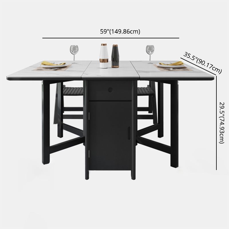 Contemporary Style Sintered Stone Dining Table with White Removable Leaf and Trestle Base Clearhalo 'Dining Room Sets' 'Dining Tables & Seating' 'dining_room_set' 'furn' 'furn_dining_room_set' 'Furniture' 'furniture_dining_room_set' 'Kitchen & Dining Furniture' 'kitchen&dining_furn' 'kitchen' 1200x1200_ffb33491-509b-4178-aa46-20e4d74de954