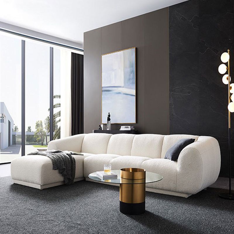 Divano di lana minimalista con chaise in bianco divano in tessuto da 29,1 "H