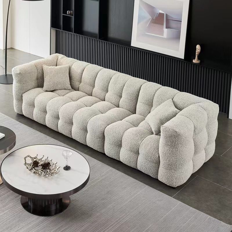 Modern 3/4-seater Tuxedo Arm Sofa Biscuit Back Sofa in Black/White