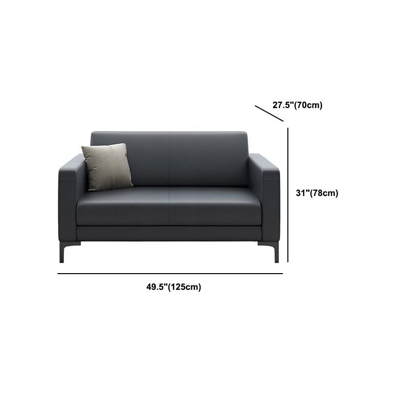 Black Square Arm Sofa Contemporary Standard Sofa for Living Room, 27.55" W
