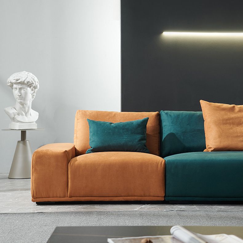 Sofá de brazo cuadrado de estilo de gamuza de estilo moderno con almohadas