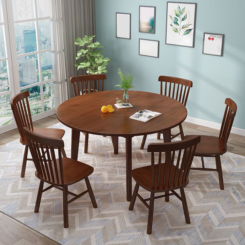 Round Wood Color Dining Table Rubberwood Solid Wood Table Modern with 4 Legs Pedestal Clearhalo ' dining_table' 'Dining Tables & Seating' 'Dining Tables' 'furn' 'furn_dining_table' 'Furniture' 'furniture_dining_table' 'Kitchen & Dining Furniture' 'kitchen&dining_furn' 'kitchen' 'kitchen_dining_table' 1200x1200_ffb730b4-6c37-4b8f-a82a-118545d253d7
