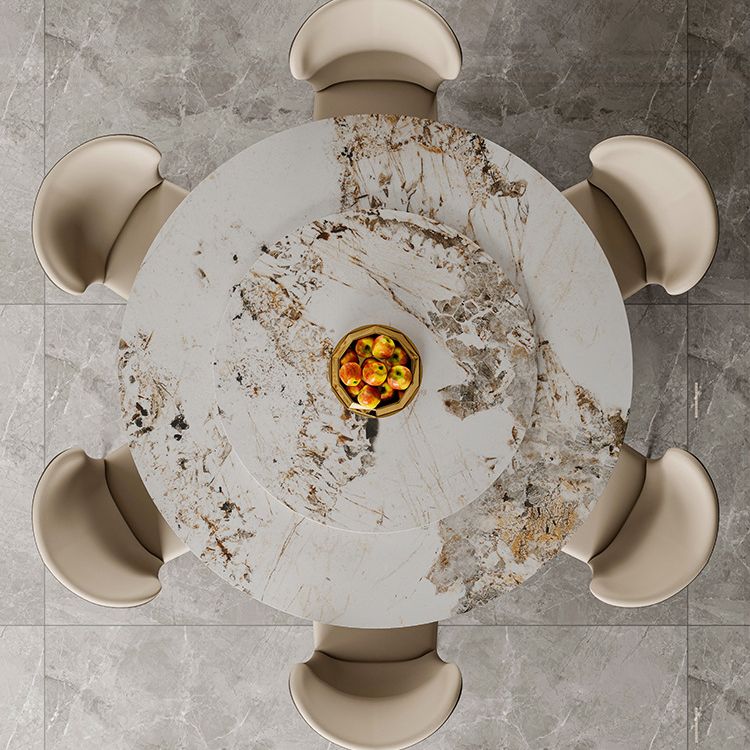 Round Sintered Stone Dining Table Modern Convertible Furniture with Pedestal Base Clearhalo 'Dining Tables & Seating' 'Dining Tables' 'dining_table' 'furn' 'furn_dining_table' 'Furniture' 'Kitchen & Dining Furniture' 1200x1200_ffb831be-490c-47f0-a298-bf8de83b147f