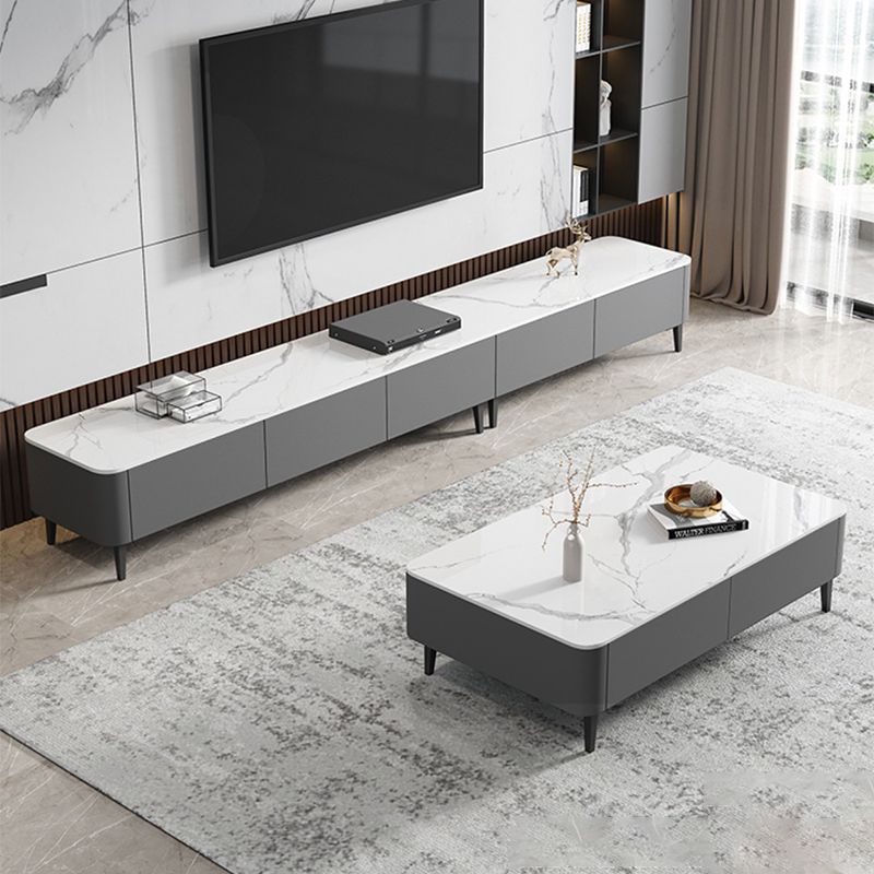 4 gambe tavolo da cocktail di caffè con cassetti di stoccaggio top rettangolo