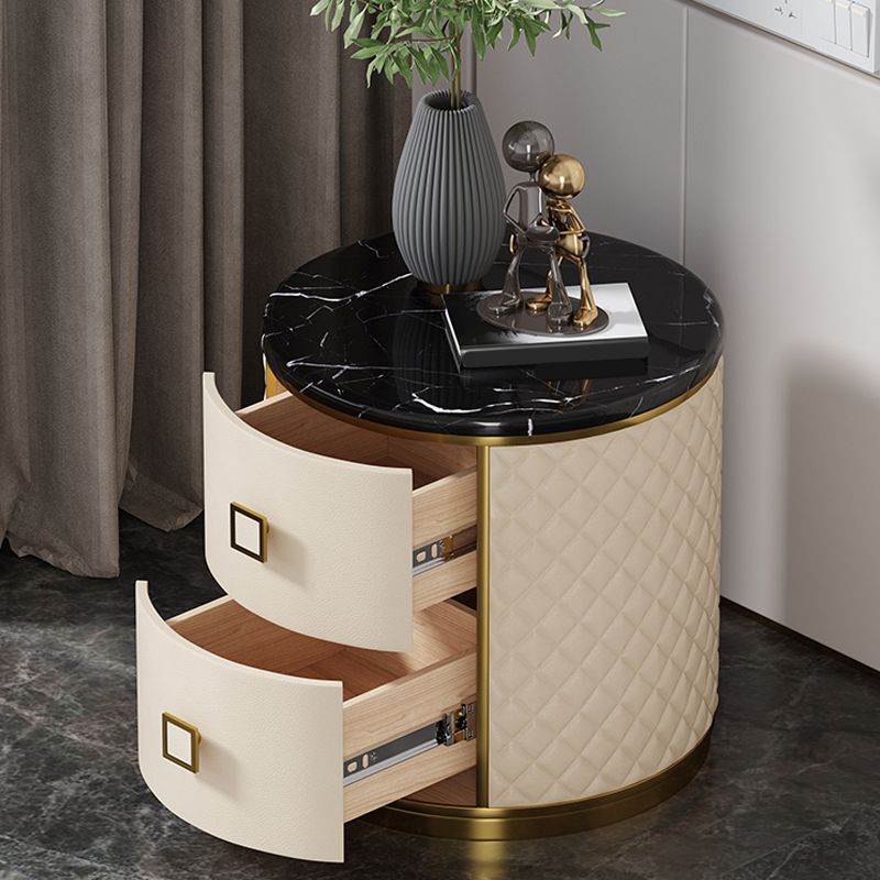 Round Accent Bedside Cabinet Solid Wood Accent Table Nightstand with 2 - Drawer Clearhalo 'Bedroom Furniture' 'furn' 'furn_night_stand' 'Furniture' 'night_stand' 'Nightstands' 1200x1200_ffbd1662-4f3d-4e25-b241-4d7d1d528f2f