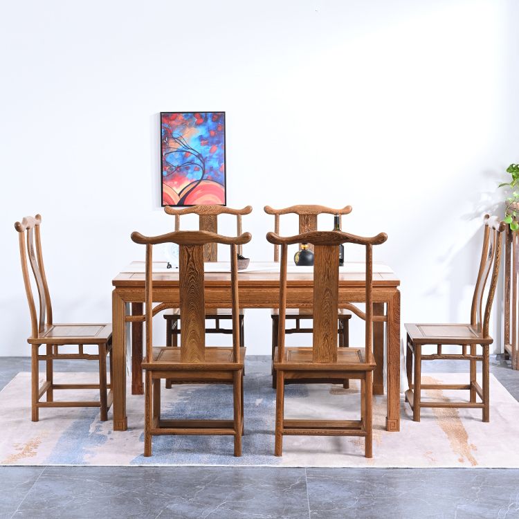 Traditional Style Solid Wood Dining Set with Walnut Fixed Table and 4 Legs Base for Home Use Clearhalo 'Dining Room Sets' 'Dining Tables & Seating' 'dining_room_set' 'furn' 'furn_dining_room_set' 'Furniture' 'furniture_dining_room_set' 'Kitchen & Dining Furniture' 'kitchen&dining_furn' 'kitchen' 1200x1200_ffbf2d01-4951-4bfb-8d62-3086b5af8d85