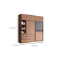 Contemporary Freestanding Wardrobe Armoire Brown Wood Wardrobe with Drawers