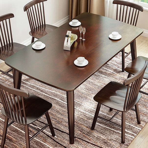 Rectangle 4 Legs Modern Dining Table Brown Tone Fixed Table with Solid Wood Clearhalo ' dining_table' 'Dining Tables & Seating' 'Dining Tables' 'Furniture' 'furniture_dining_table' 'Kitchen & Dining Furniture' 'kitchen&dining_furn' 'kitchen' 'kitchen_dining_table' 1200x1200_ffc0f3fa-880a-4d11-bf34-ba07d7f5bc50