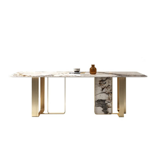 豪華な焼結石トップダイニングセット長方形1/3/4/5/6ピースダイニングルームテーブルセット