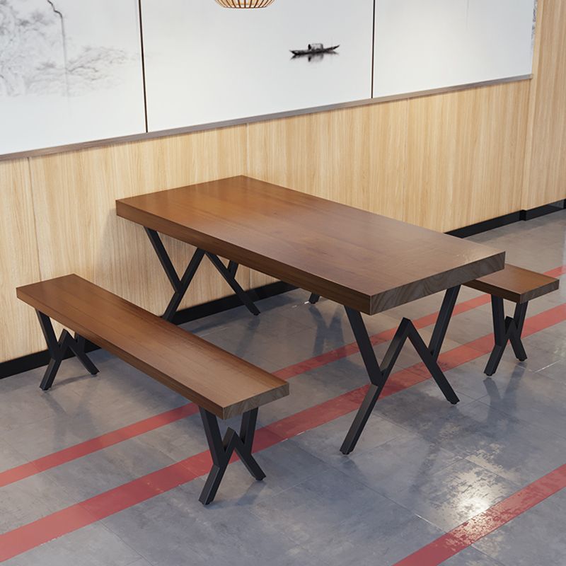 Industrial Rectangle Dining Room Table Pine Solid Wood Table with Black Double Pedestal Clearhalo ' dining_table' 'Dining Tables & Seating' 'Dining Tables' 'furn' 'furn_dining_table' 'Furniture' 'furniture_dining_table' 'Kitchen & Dining Furniture' 'kitchen&dining_furn' 'kitchen' 'kitchen_dining_table' 1200x1200_ffc2cc5d-3c4d-4e9f-b749-a76239112a03