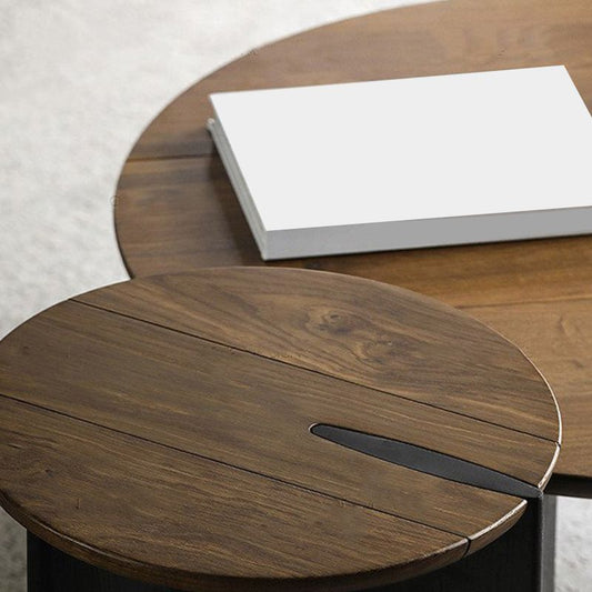 Mesa de café de madera marrón redonda nordic 1 mesa de cóctel individual