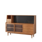 Moderno 5 cassetti a buffet stand pino tavolo laboard in legno massiccio con porta di vetro