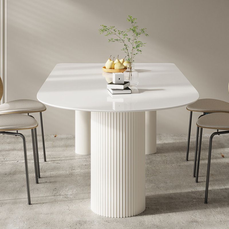 Contemporary Dining Sintered Stone Table Wood Base for Home Use