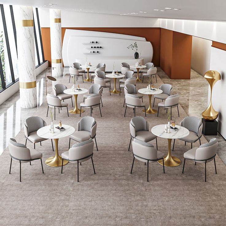 Runde Esstisch Set mit Metallbasis 1/5 Stücke moderne Esseet -Set für Küche