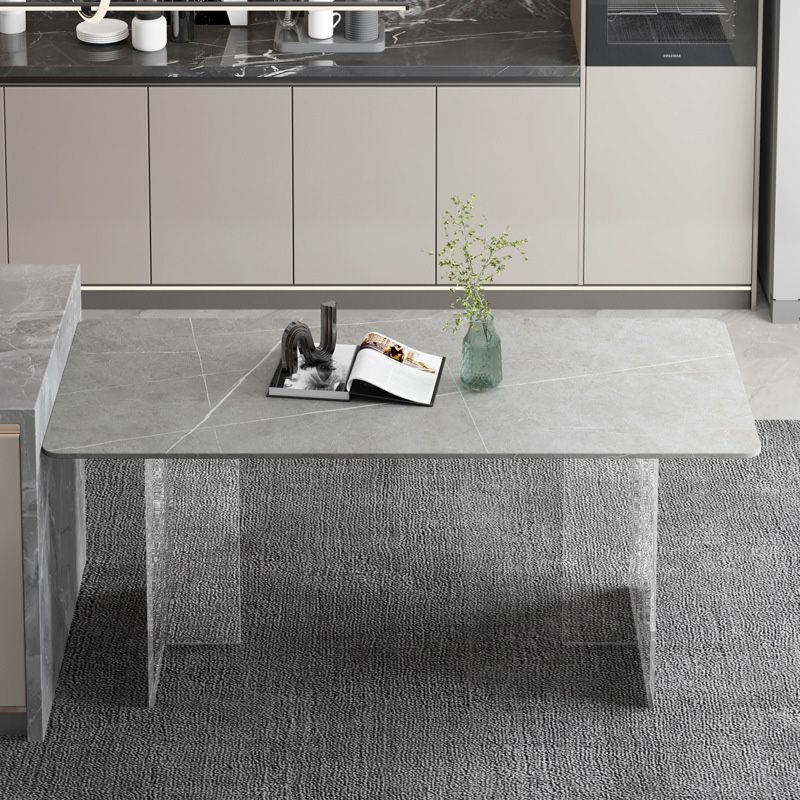 Tavolo da pranzo moderno medievale in pietra Tavolo con base in acrilico per sala da pranzo