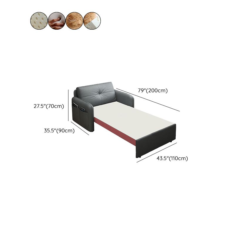 Canapé-lit en faux cuir pliable avec rangement 35,43 "gris haut