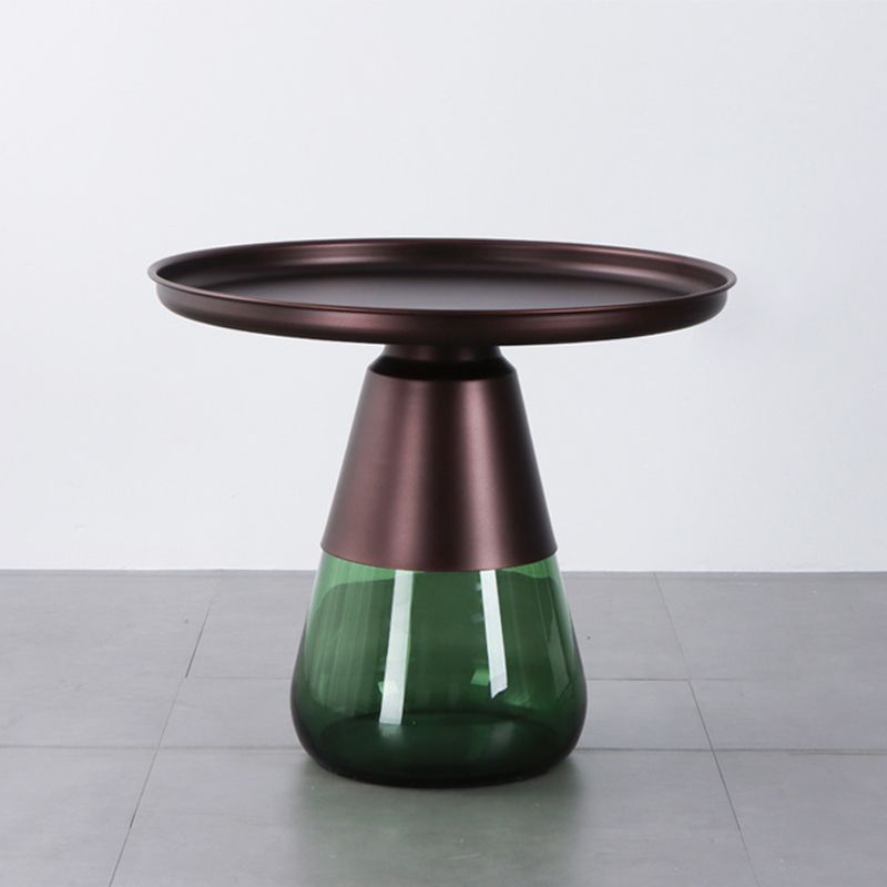 Mid-Century Modern Coffee Table Metal Tray Top Round Single Coffee Table Clearhalo 'Coffee & Accent Tables' 'Coffee Tables' 'coffee_tables' 'furn' 'furn_coffee_tables' 'Furniture' 'Living Room Furniture' 1200x1200_ffcba6bf-cd02-452e-8320-aabd5eee627c