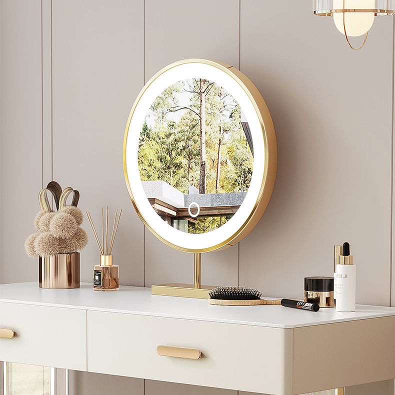 Contemporary Vanity Dressing Table with Stone Top and Acrylic Base