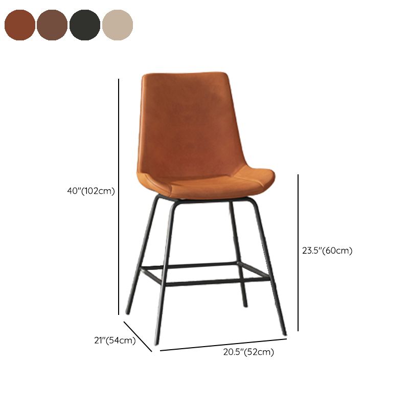 Leather Contemporary Counter & Bar Stools Matte Finish Indoor Stools with Metal Frame Clearhalo 'Bar Furniture' 'Bar Stools' 'bar_stools' 'furn' 'furn_bar_stools' 'Furniture' 'Kitchen & Dining Furniture' 1200x1200_ffcc3337-a333-46de-b3f4-9e3e4b0596cf