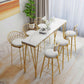 Modern Pub Table with Gold Metal Legs Rectangle Marble Top Bistro Table