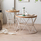 Table d'extrémité en bois massif de forme ronde avec table d'angle de base en métal pour le salon