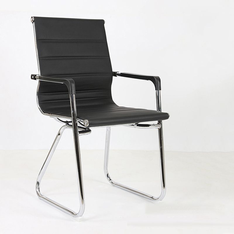 Silver Metal Modern Conference Chair Mid-Back / High Back Mesh and Leather Chair Clearhalo 'furn' 'furn_office_chair' 'Furniture' 'Office Chairs' 'Office Furniture' 'office_chair' 1200x1200_ffcf1117-2332-43e5-a580-fd703ff5a0db