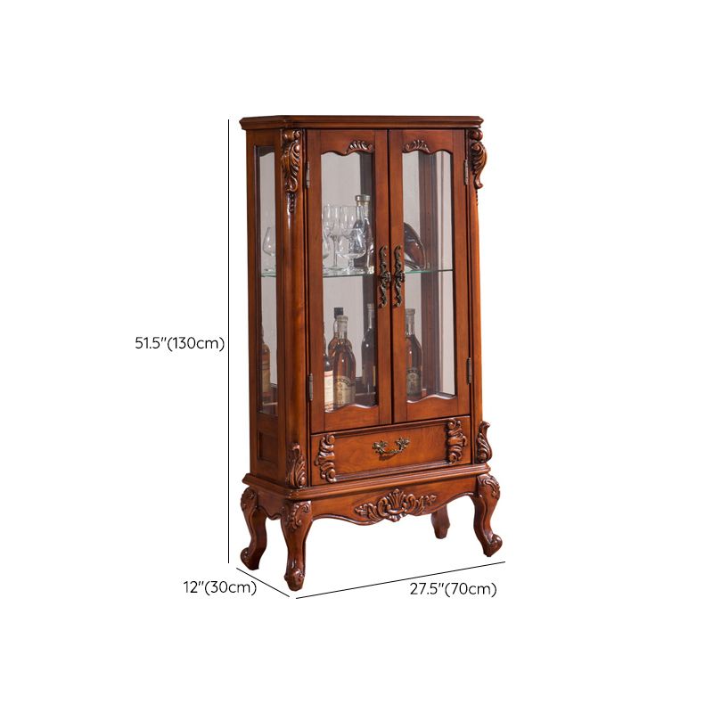 Traditional Rubberwood Display Stand Glass Doors Display Cabinet for Living Room Clearhalo 'Display & China Cabinets' 'display_china_cabinets' 'furn' 'furn_display_china_cabinets' 'Furniture' 'Kitchen & Dining Furniture' 1200x1200_ffd1173d-67a6-45f0-abc4-c20c80c7b112