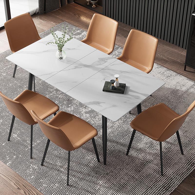 Rectangular Sintered Stone Dining Table Modern Furniture with 4 Legs for Home Clearhalo 'Dining Tables & Seating' 'Dining Tables' 'dining_table' 'furn' 'furn_dining_table' 'Furniture' 'Kitchen & Dining Furniture' 1200x1200_ffd19d01-0647-42aa-b9c3-4b8efbbfb175