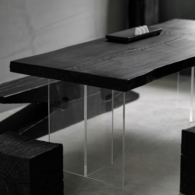 Pine Solid Wood Dining Room Collection Modern Rectangle with Acrylic Double Pedestal Table Clearhalo 'Dining Tables & Seating' 'Dining Tables' 'dining_table' 'furn' 'furn_dining_table' 'Furniture' 'furniture_dining_table' 'Kitchen & Dining Furniture' 'kitchen' 'kitchen_dining_table' 1200x1200_ffd1daec-939e-41dd-ba83-6142a1dc7c1e