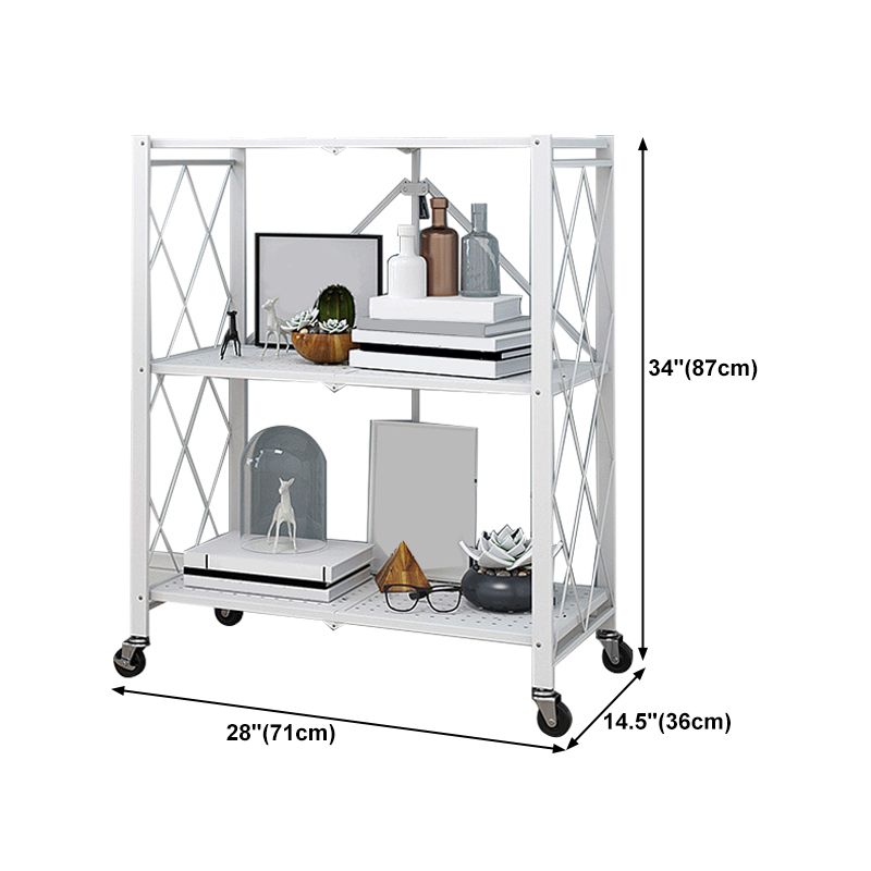 Metal Floating Bookcase Contemporary Style Open Back Bookshelf with Wheels