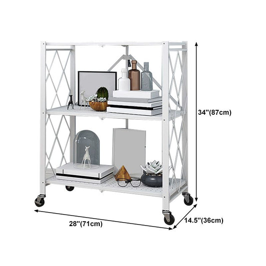 Metal Floating Bookcase Contemporary Style Open Back Bookshelf with Wheels