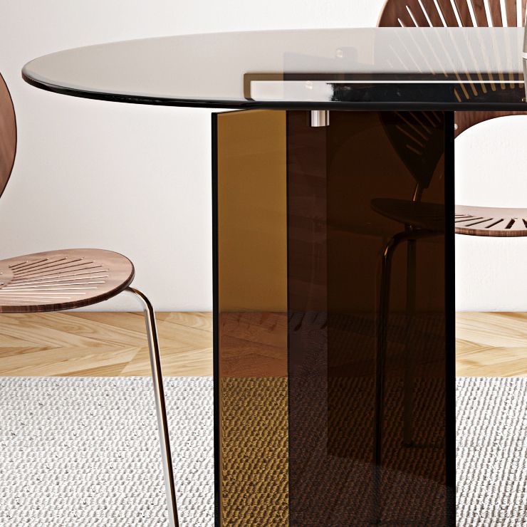 Tempered Glass Dining Table for Restaurant Modern Free Form Table with Double Pedestal Clearhalo 'Dining Tables & Seating' 'Dining Tables' 'dining_table' 'furn' 'furn_dining_table' 'Furniture' 'furniture_dining_table' 'Kitchen & Dining Furniture' 'kitchen' 'kitchen_dining_table' 1200x1200_ffd6fe0c-72ee-433a-ac25-c4a33ce95fa2
