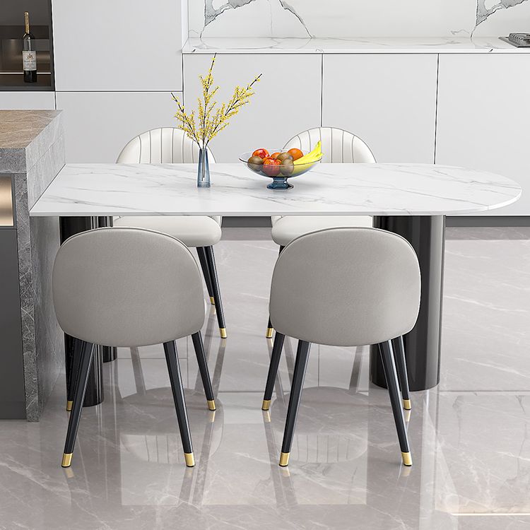 Metal Modern Free Form Dining Table Sintered Stone Table for Dining Room and Kitchen Clearhalo ' dining_table' 'Dining Tables & Seating' 'Dining Tables' 'furn' 'furn_dining_table' 'Furniture' 'furniture_dining_table' 'Kitchen & Dining Furniture' 'kitchen&dining_furn' 'kitchen' 'kitchen_dining_table' 1200x1200_ffd816c1-6865-4344-9c3b-e6695ff1f06c
