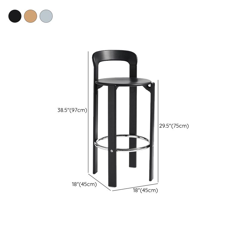 Round Low Back Dining Stools Plastic Barstools with Footrest