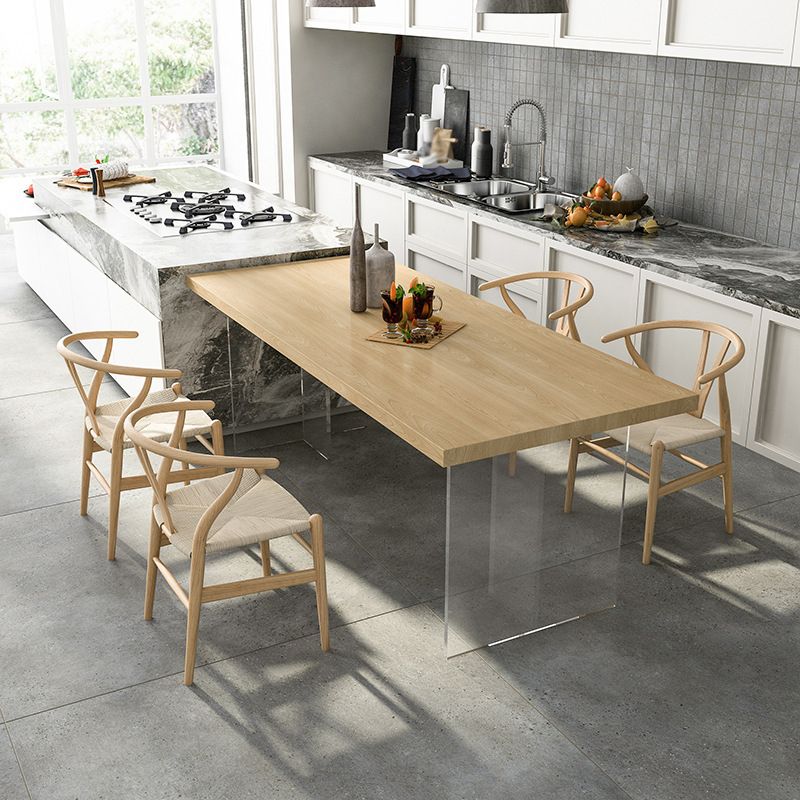 Modern Style Dining Table Rectangle Wooden Dining Table with Acrylic Base Clearhalo ' dining_table' 'Dining Tables & Seating' 'Dining Tables' 'furn' 'furn_dining_table' 'Furniture' 'furniture_dining_table' 'Kitchen & Dining Furniture' 'kitchen&dining_furn' 'kitchen' 'kitchen_dining_table' 1200x1200_ffdb9a36-202a-489b-a9e1-83c88212d59d