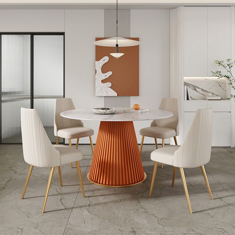 Traditional Luxury Dining Table Round Sintered Stone Table for Home Clearhalo 'Dining Tables & Seating' 'Dining Tables' 'dining_table' 'furn' 'furn_dining_table' 'Furniture' 'Kitchen & Dining Furniture' 1200x1200_ffdc44a7-2eb4-432c-9084-48a6cca7c38c