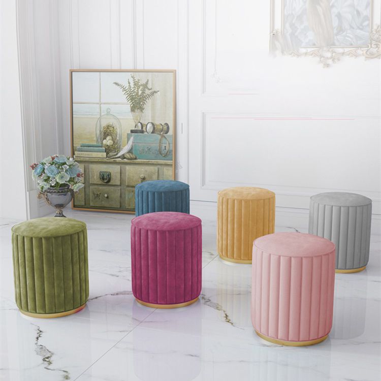 Stylish Indoor Leather Ottoman Solid Color Round Velvet Foot Stool Ottoman Clearhalo 'furn' 'furn_ottomans_poufs' 'Furniture' 'Living Room Furniture' 'Ottomans & Poufs' 'ottomans_poufs' 1200x1200_ffdc849d-b522-4344-8fd9-a6196cf13800