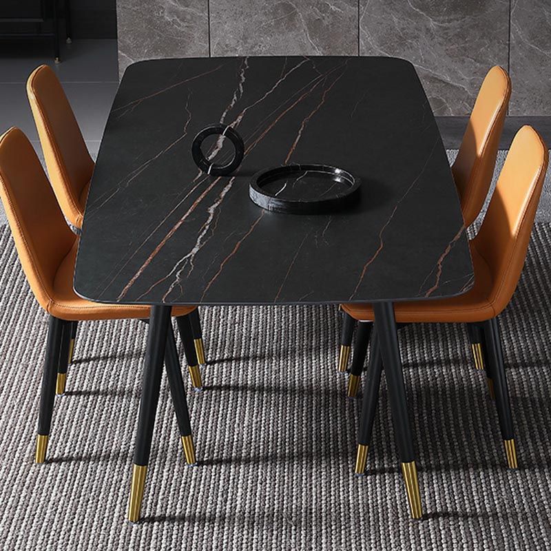 Contemporary Stone Dining Table Black Rectangle Dining Table with 4 Wood Legs Clearhalo 'Dining Tables & Seating' 'Dining Tables' 'dining_table' 'furn' 'furn_dining_table' 'Furniture' 'furniture_dining_table' 'Kitchen & Dining Furniture' 'kitchen' 'kitchen_dining_table' 1200x1200_ffdd7f54-f2c1-4c8a-a24c-94de614c27a1