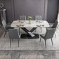 Traditional Luxury Rectangle Dining Table White Sintered Stone Table with Black Pedestal Base Clearhalo ' dining_table' 'Dining Tables & Seating' 'Dining Tables' 'furn' 'furn_dining_table' 'Furniture' 'furniture_dining_table' 'Kitchen & Dining Furniture' 'kitchen&dining_furn' 'kitchen' 'kitchen_dining_table' 1200x1200_ffe2138e-f7de-4e2a-9de9-a35acabac258