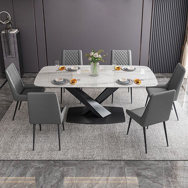 Traditional Luxury Rectangle Dining Table White Sintered Stone Table with Black Pedestal Base Clearhalo ' dining_table' 'Dining Tables & Seating' 'Dining Tables' 'furn' 'furn_dining_table' 'Furniture' 'furniture_dining_table' 'Kitchen & Dining Furniture' 'kitchen&dining_furn' 'kitchen' 'kitchen_dining_table' 1200x1200_ffe2138e-f7de-4e2a-9de9-a35acabac258