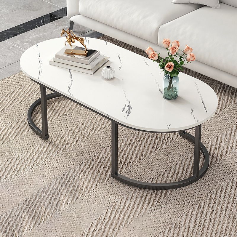 Glam Style Coffee Table Oval Slate Single Coffee Cocktail Table Clearhalo 'Coffee & Accent Tables' 'Coffee Tables' 'coffee_tables' 'furn' 'furn_coffee_tables' 'Furniture' 'Living Room Furniture' 1200x1200_ffe4f0a6-f257-4ea5-ae98-ab3f1170f00b