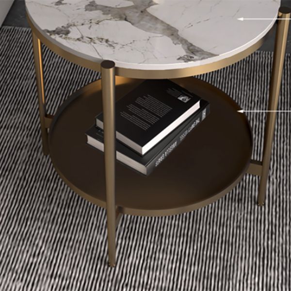 Modernistic 4 gambe rotonde a doppio livello di soggiorno tavolino
