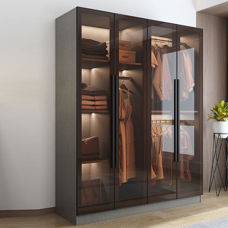 Hedendaagse stijl garderobe grijze kleur houten garderobe kast met planken