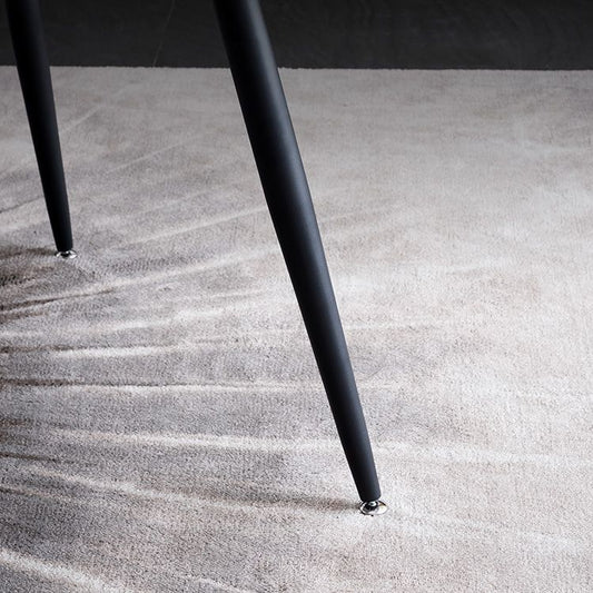Metal Industrial Rectangle Dining Table Sintered Stone Table with 4 Black Legs