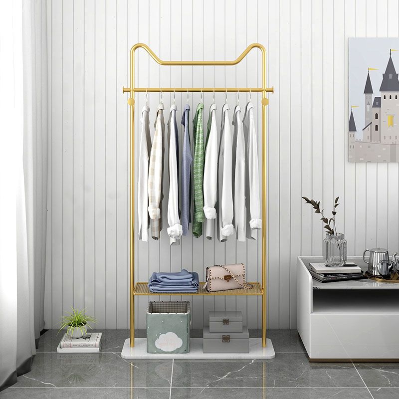 Moderner Stil Metallic -Gack Rack Feste Farben Haken Design freistehender Kleiderstange