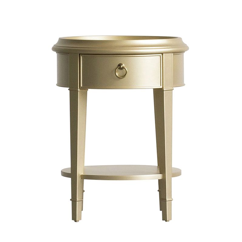 Nordic 25.6" Tall Solid Wood End Table Round Double Tier End Table